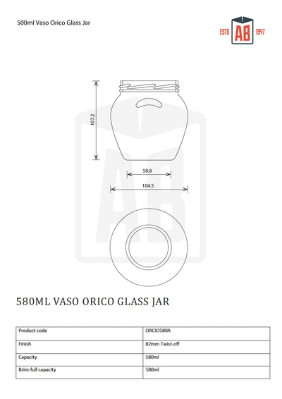580ml Vaso Orcio Pot en Verre