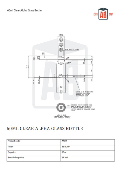 60ml Alpha Clear Glass Bottle