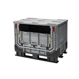Boîte Palette en Plastique – 1211x811x902mm – 590L – Pliable avec Couvercle & Porte Pliable