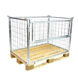 Galvanised Wire Cage Pallet Collar – 1200x800x1200mm – Foldable Metal Converter