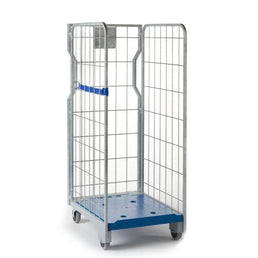 Conteneur à roulettes 3 côtés empilable Multi – 800x640x1600mm, Galvanisé à chaud, Base en plastique