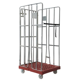 Cage à roulettes à 3 côtés – 810x680x1680mm, galvanisé à chaud avec sangle et base en plastique