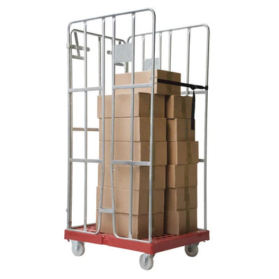 Cage à roulettes à 3 côtés – 810x680x1680mm, galvanisé à chaud avec sangle et base en plastique