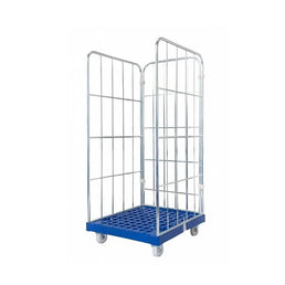Conteneur à roulettes à 3 côtés – 810x720x1620mm, Galvanisé électrolytique avec base en plastique