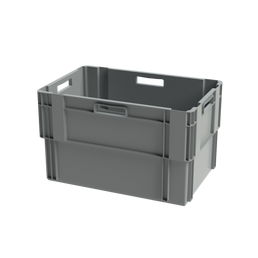 Boîte empilable et emboîtable grise – 600x400x360mm – 65 Litres – Caisse de rangement empilable robuste