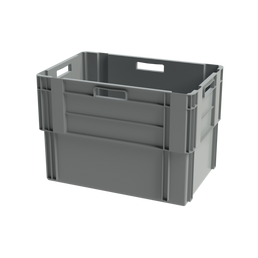 Boîte de rangement empilable et emboîtable grise – 600x400x420mm – 80 Litres – Caisse de stockage robuste