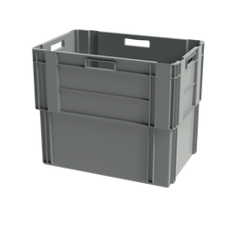 Boîte de rangement empilable et emboîtable grise – 600x400x500mm – 95 Litres – Caisse de stockage robuste empilable