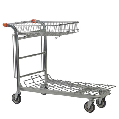 Chariot de stock empilable avec panier pliant