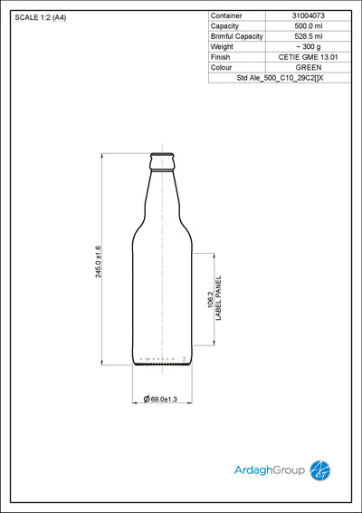 Bouteille de bière en verre Oneway de 500 ml - Ardagh