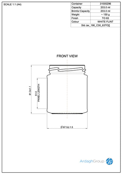 203ml Flint Glass Food Jar