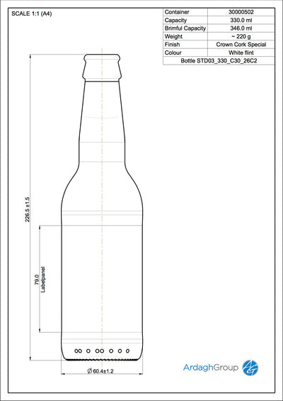 Bouteille de bière en verre flint de 330 ml - Ardagh
