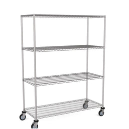 Zinc Wire Shelving – Mobile Unit 1740mm High | 4 Tier Heavy Duty Storage Rack
