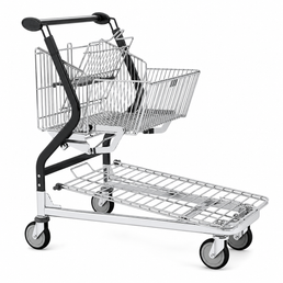 Vario 90S Chariot de transport – Chariot pliable avec panier et plateforme en fil métallique