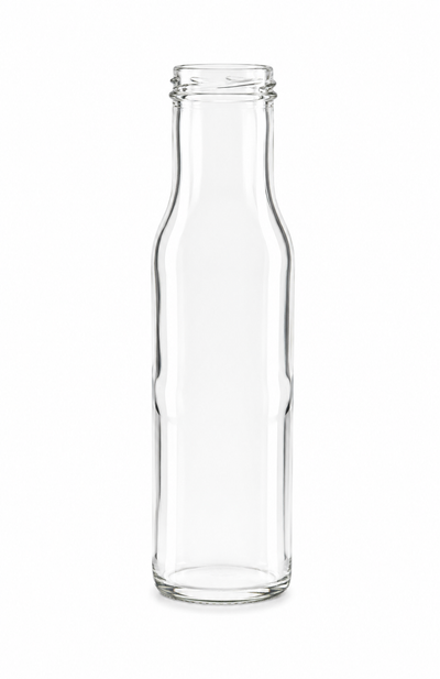 Bouteille de sauce en verre ronde de 250 ml