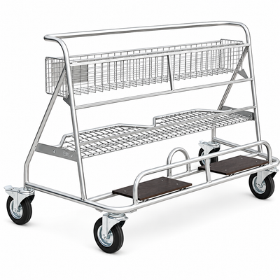 Chariot à plaques Carry WP4 – Avec panier et étagère pour la manutention de matériaux en feuille