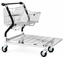 Vario 110S Chariot de transport – Chariot pliable avec panier et plateforme en fil métallique
