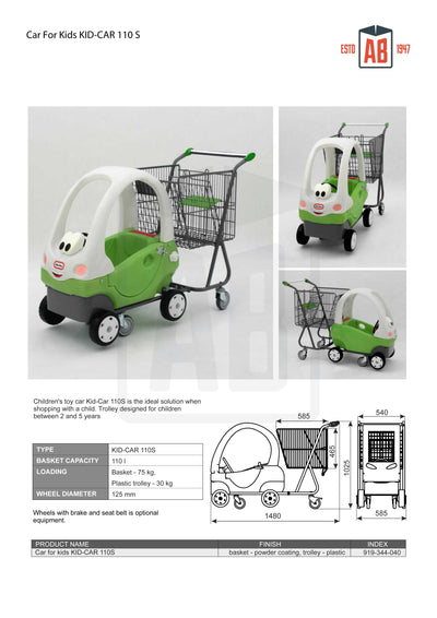 100L Shopping Trolley with Ride-In Kids Car