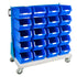 Mobile Small Parts Trolley with Bins | Louvred Panel Storage on Wheels