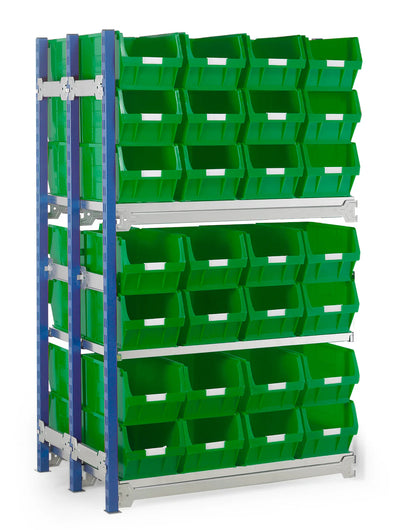 Double Extension Bay Shelving with Bin Kits | Heavy-Duty Small Parts Storage