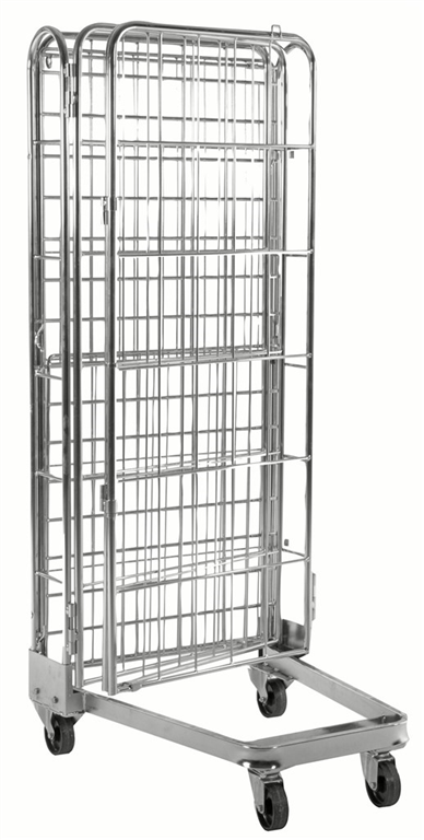 Stackable Roll Container with Door and Shelf – Galvanised Mesh Roll Cage | 400kg Load Capacity