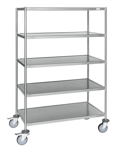 Fully Welded 5-Tier Stainless Steel Trolley (No Handles) – C3 (AISI 304) – 825 × 550 × 1650 mm