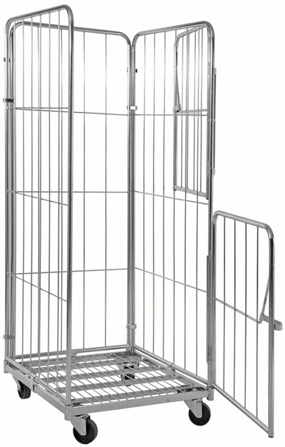 Heavy-Duty 4-Sided Roll Container with Central Brake – 800kg Capacity