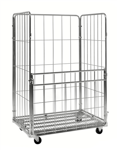 4-Sided Electro-Galvanised Roll Container with Folding Gate – 400kg Capacity