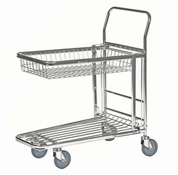 Stackable Shop Trolley with Fold-Up Basket – Multi-Purpose Storage Trolley | 100kg Shelf Capacity