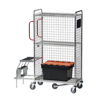AB Handling Multifunctional Picking Trolley with Fold-Away Steps – 600kg Capacity, Non-Marking Castors, Space-Saving Design