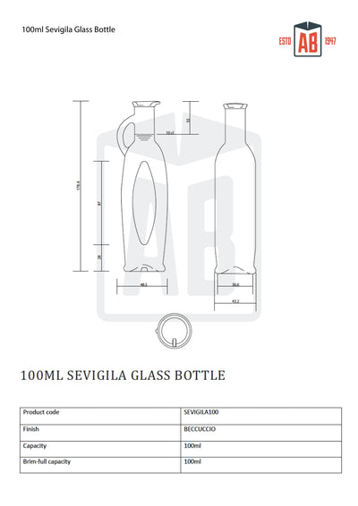 Bouteille en verre Seviglia 100ml