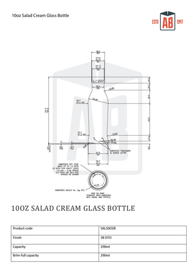 Bouteille en verre de 10 oz de crème à salade
