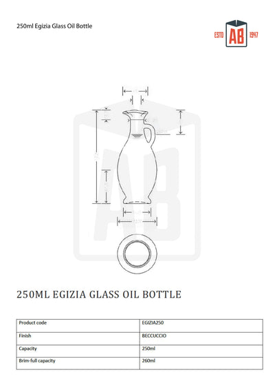 Bouteille en verre Egizia de 250 ml (ouverture en liège)