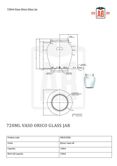 Pot en verre Orcio de 720 ml