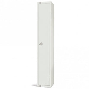 All White Steel Locker with Cam Key Lock, 450mm Depth