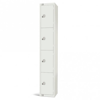 All White Steel Locker with Cam Key Lock, 450mm Depth