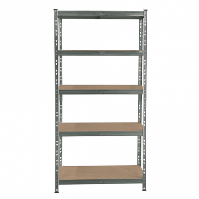 Boltless Galvanised Shelving Unit with 5 MDF Shelf Levels, 175kg Per Level, 1800mm High