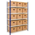 Archive Shelving Unit with 15 Archive Boxes 1200W x 450D x 1770H mm - 265kg Per Shelf