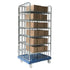 Conteneur à roulettes 3 côtés – 810x720x1808mm, 6 étagères, galvanisé à chaud, base en plastique