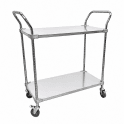 2 Shelf Stainless Steel Trolley 240kg – Grade 304, 460mm Depth