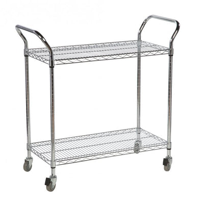 Chrome Wire 2 Shelf Tray Trolley - 210kg Capacity