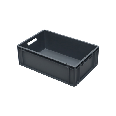 Boîte empilable en plastique Euro – 600x400x200mm – Capacité 40L – Base fermée – Poignées ouvertes