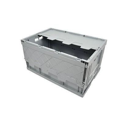 Caisse en plastique pliable avec couvercle – 600x400x320mm – 59L – Côtés et base fermés