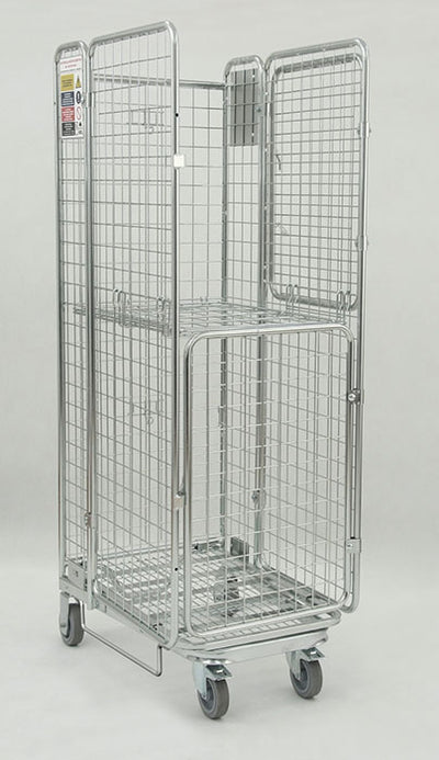Folding Logistics Container KLS-2 – 600 x 800 x 1800mm | Nestable Roll Cage with Dual Doors | 400kg Capacity
