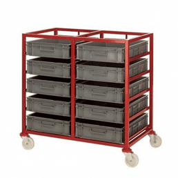 Mobile Euro Trolley Tray Rack with 2 x 5 Euro Containers