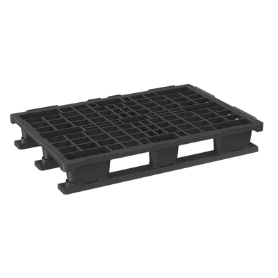 Palette en plastique – 1200x800x187mm – Plateforme ouverte avec rebord – 3 patins – Charge dynamique de 1100kg – 7.7kg