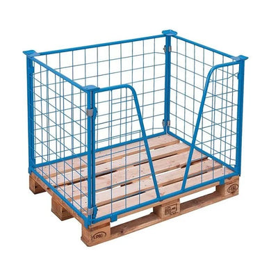 Cadre de palette en fil – 1200x1000x800mm – Ouverture en V, Bleu, Pliable