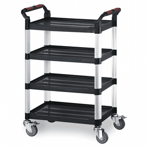 4 Shelf Plastic Tray Trolley with Brake, 150kg Capacity, 460 x 750 x 1260mm