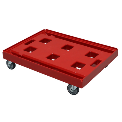 Dolly en plastique – 810x610mm – Rouge, Base ouverte, HDPE, Empilable