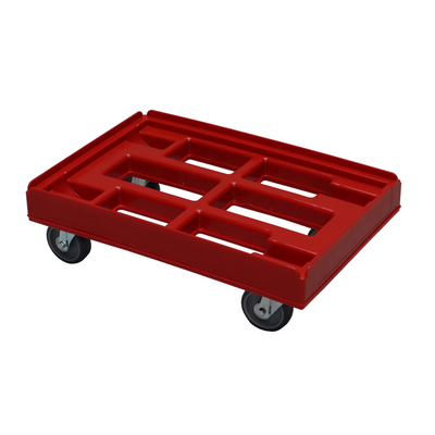 Dolly en plastique – 610x410x195mm – Rouge, Grille ouverte, Empilable