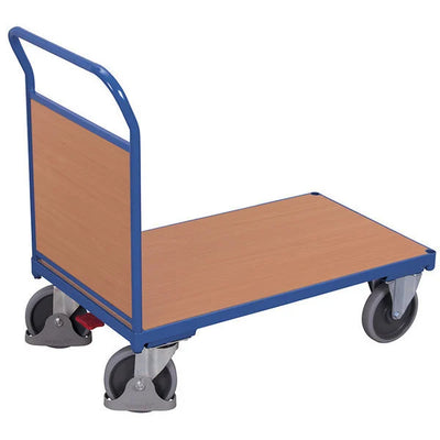 Chariot de plateforme – 1325x800x1015mm – Poignée de poussée fermée – Capacité de charge de 500kg – Bleu RAL 5010
